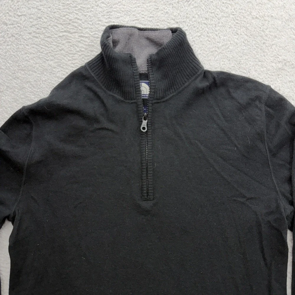 The North Face Mens‎ Black Quarter Zip Cotton Wool Blend Sweater Small Mock Neck